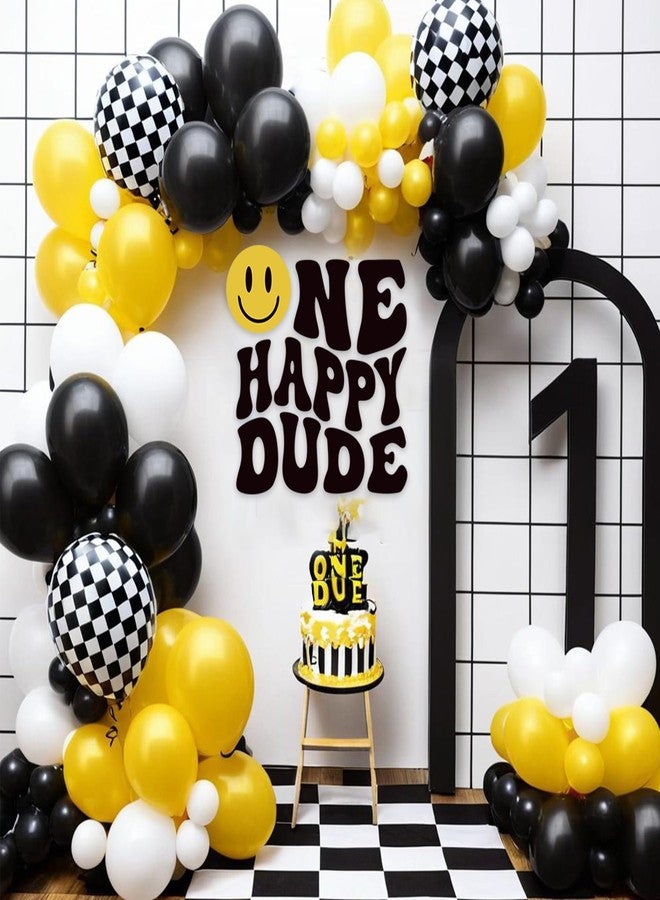 SANDOO One Happy Dude Decal - 1st Birthday Peel & Stick Decorations - Boy Smileface Stickers for Party Balloon Arch, Baby Shower Decor - Image 4